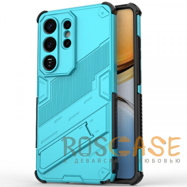 Фото Голубой Megatron | Противоударный чехол-подставка для Samsung Galaxy S26 Ultra с защитой камеры