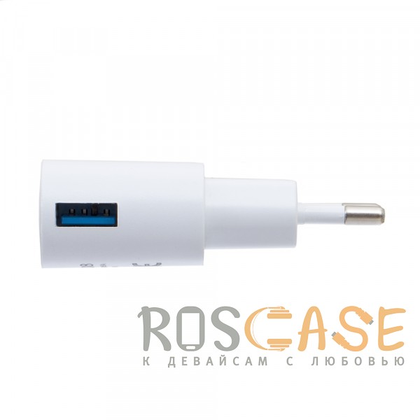 Фото Белый Inkax CD-08 | Сетевое зарядное устройство с боковым входом USB (1.0А) + кабель Type-C