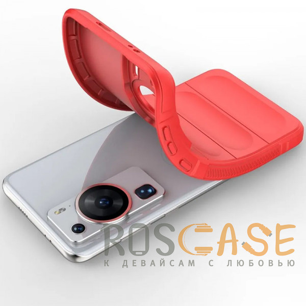 Фотография Красный Flex Silicone | Противоударный чехол для Huawei P60 / P60 Pro с защитой камеры и микрофиброй