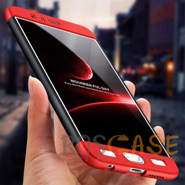 Фотография Черный / Красный GKK LikGus 360° | Двухсторонний чехол для Huawei Honor 9 с защитными вставками