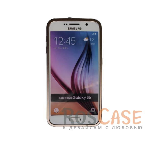 Изображение Золотой / Белый Металлический бампер c подставкой LUPHIE Metal Frame с глянцевой панелью для Samsung Galaxy S6 G920F/G920D