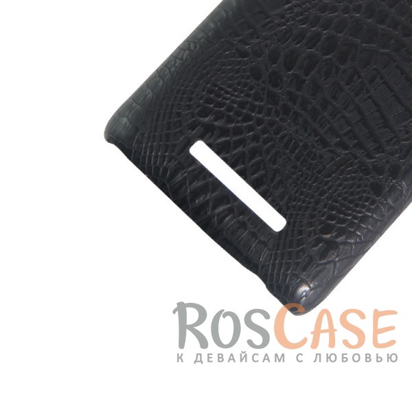 Изображение Черный Кожаный чехол-накладка Croc с текстурой крокодиловой кожи для Xiaomi Redmi Note 3 / Redmi Note 3 Pro