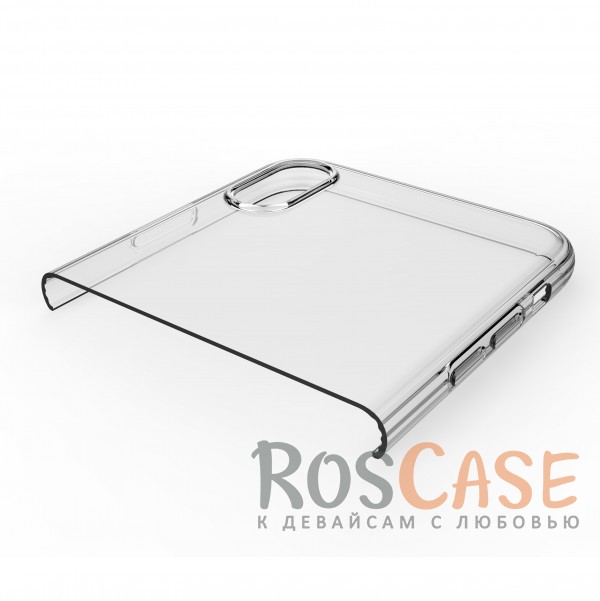 Фото Серый Прозрачный ультратонкий силиконовый чехол-накладка с дополнительной защитой камеры и клавиш для Apple iPhone X