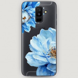 RosCase | Силиконовый чехол Голубые клематисы на Samsung Galaxy A6 Plus (2018)