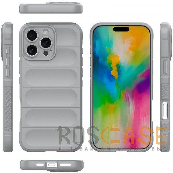 Фото Серый Flex Silicone | Противоударный чехол для iPhone 16 Pro Max с защитой камеры и микрофиброй