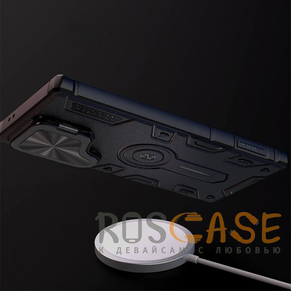 Фотография Черный Nillkin CamShield Armor Magnetic | Противоударный чехол с поддержкой MagSafe и защитой камеры для Samsung Galaxy S24 Ultra