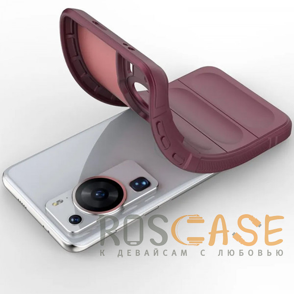 Фотография Бордовый Flex Silicone | Противоударный чехол для Huawei P60 / P60 Pro с защитой камеры и микрофиброй