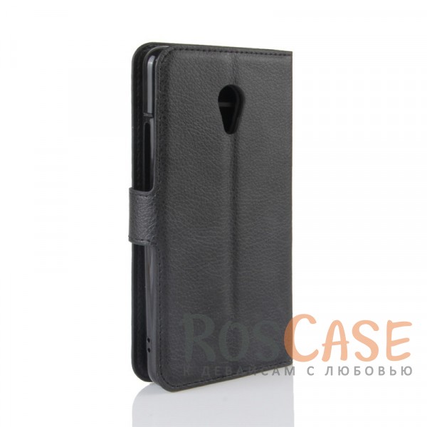 Фото Черный Кожаный чехол бумажник с магнитом и с функцией подставки для Meizu M5c