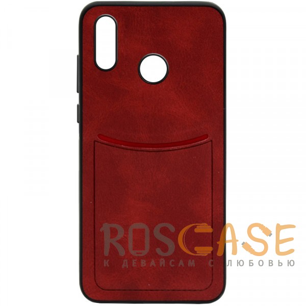Фото Красный ILEVEL | Чехол с кожаным покрытием и с карманом-визитницей для Huawei Nova 3