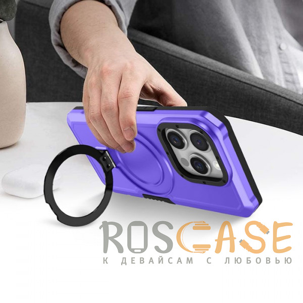 Фотография Фиолетовый Magnetic Armor Ring | Противоударный чехол с MagSafe и кольцом для iPhone 16 Pro