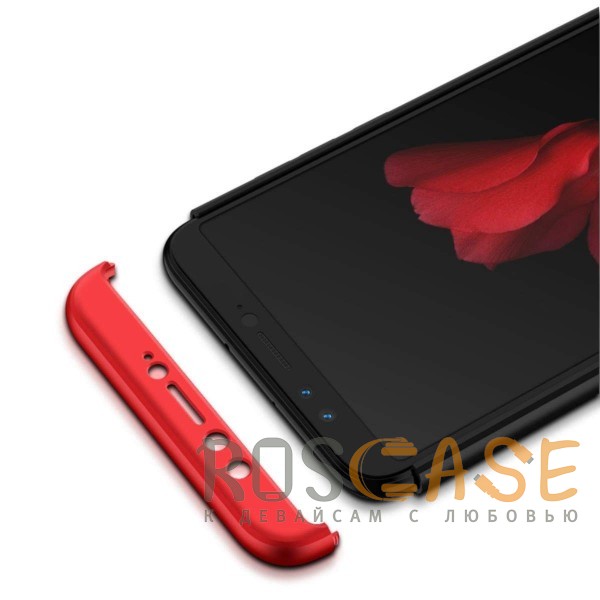 Фотография Черный / Красный GKK LikGus 360° | Двухсторонний чехол для Huawei Honor 9 Lite с защитными вставками