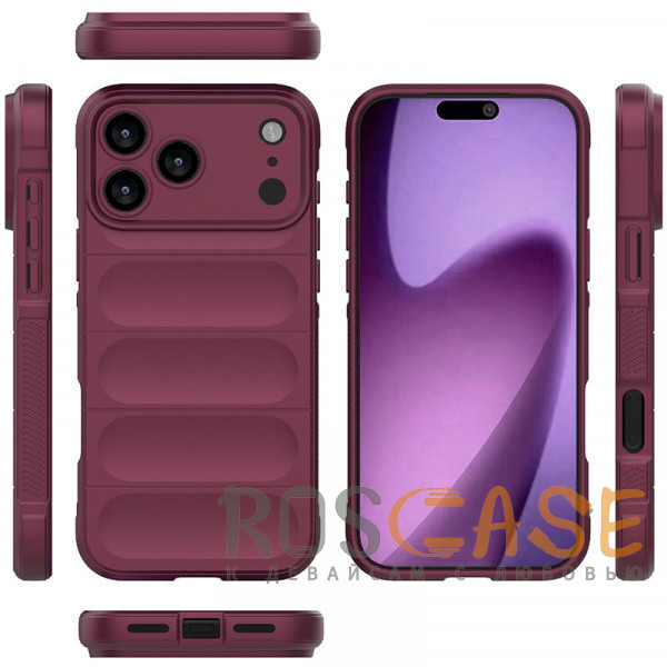 Фото Бордовый Flex Silicone | Противоударный чехол для iPhone 17 Pro Max с защитой камеры и микрофиброй