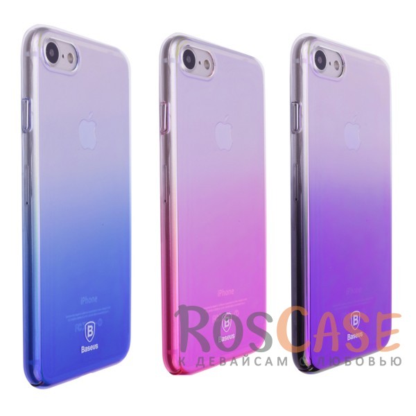 Фото Блестящая прозрачная накладка Baseus Glaze Ultrathin из тонкого пластика с бензиновым отливом и градиентной расцветкой для Apple iPhone 7 / 8 (4.7")