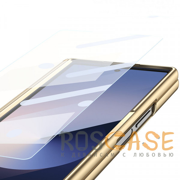 Изображение Золотой Чехол 3D с кожаной вставкой и стилусом для Samsung Galaxy Z Fold 6