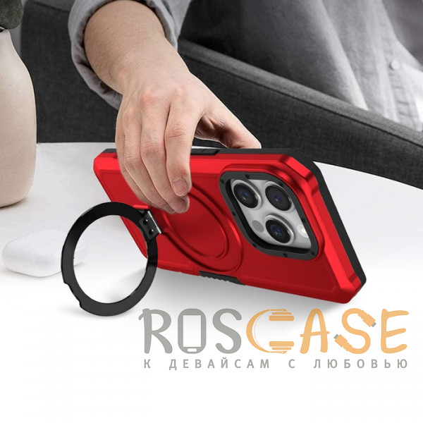 Фотография Красный Magnetic Armor Ring | Противоударный чехол с MagSafe и кольцом для iPhone 16 Pro