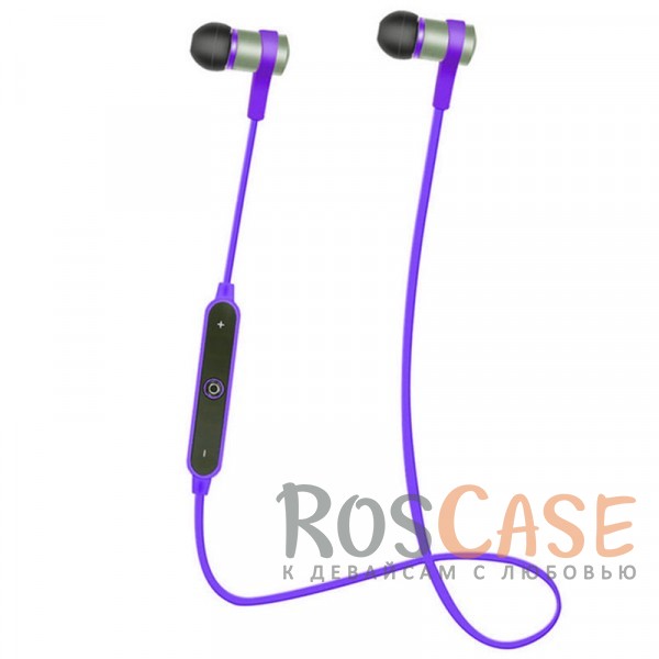 Фото Фиолетовый s6-1 | Спортивные беспроводные Bluetooth наушники с пультом управления и микрофоном