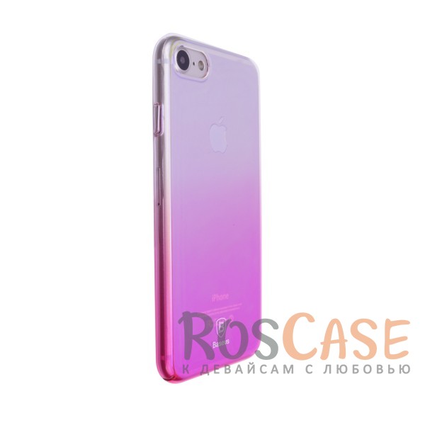 Фото Розовый Блестящая прозрачная накладка Baseus Glaze Ultrathin из тонкого пластика с бензиновым отливом и градиентной расцветкой для Apple iPhone 7 / 8 (4.7")