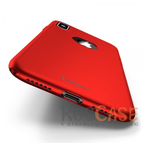 Фотография Красный iPaky 360° | Комплект чехол + стекло для iPhone X / XS (полная защита корпуса и экрана)