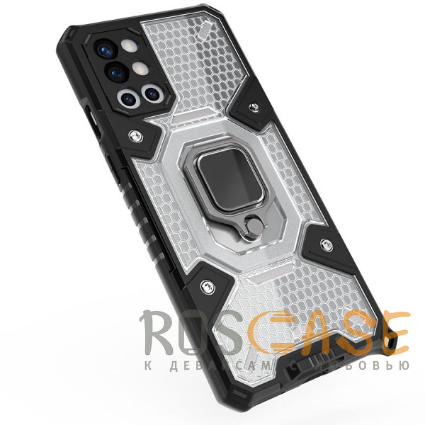 Фото Черный Honeycomb Armor | Противоударный чехол с защитой камеры и кольцом для OnePlus 9R
