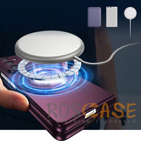 Фотография Бордовый Matte Shield Ring | Тонкий пластиковый чехол с кольцом Magsafe для Samsung Galaxy Z Fold 6
