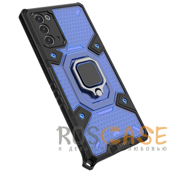 Фото Синий Honeycomb Armor | Противоударный чехол с защитой камеры и кольцом для Samsung Galaxy Note 20