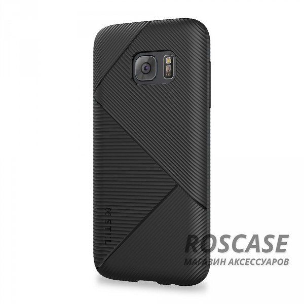 Фотография Черный Гибкий силиконовый чехол STIL Stone Edge с фактурным треугольным узором и рельефными гранями для Samsung G930F Galaxy S7