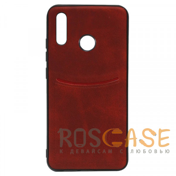 Фото Красный ILEVEL | Чехол с кожаным покрытием и карманом для Huawei P Smart Z / Honor 9X