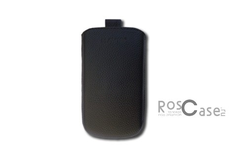 Фотография Черный фактурный Кожаный футляр Mavis Classic 112x48/119x50 для Nokia X2-02/Samsung S5610 