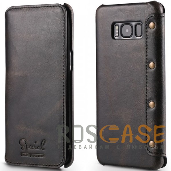 Фото Черный Кожаный чехол-книжка для Samsung G955 Galaxy S8 Plus с внутренним карманом