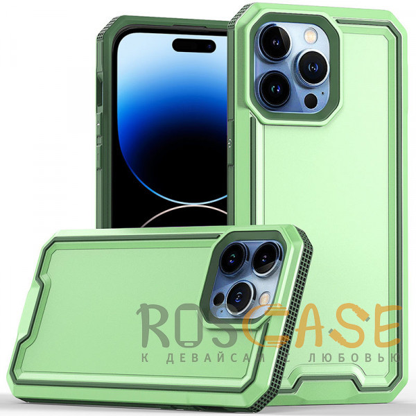 Фотография Зеленый Defender | Противоударный чехол из пластика и ТПУ для iPhone 14 Pro
