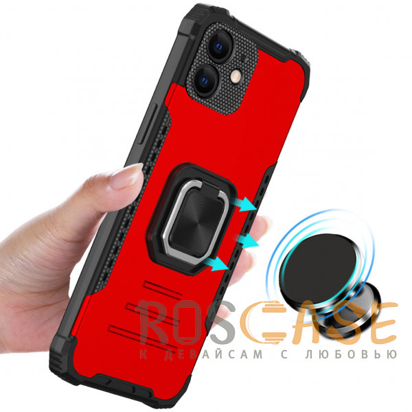 Фотография Красный Brutal | Противоударный чехол с кольцом для iPhone 11 с защитой камеры