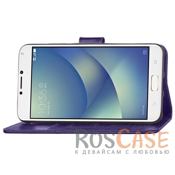 Изображение Фиолетовый Чехол-книжка с узорами на магнитной застёжке для Asus Zenfone 4 Max (ZC554KL)