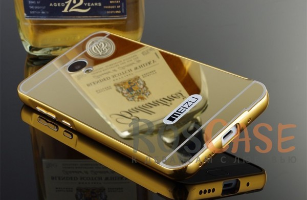 Фотография Золотой Металлический бампер для Meizu M2 / M2 mini с зеркальной вставкой