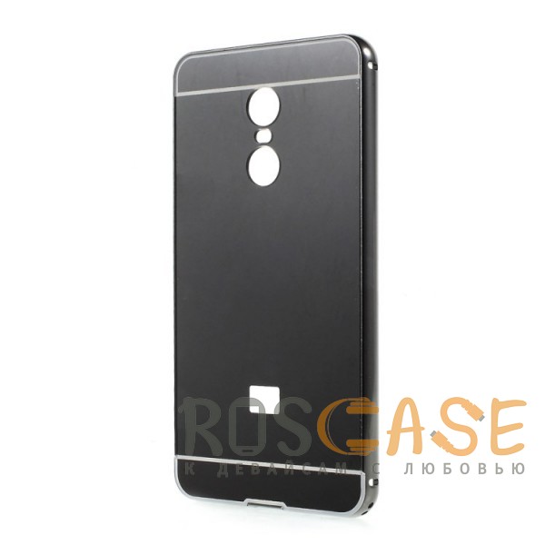 Фотография Черный Металлический бампер для Xiaomi Redmi Note 4X / Note 4 (SD) с зеркальной вставкой