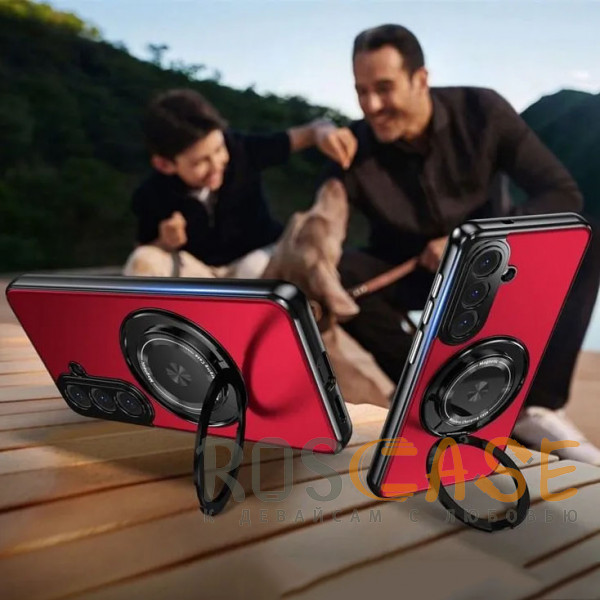 Фото Красный Чехол с кольцом Magsafe и алюминиевой вставкой для Samsung Galaxy S26 Plus