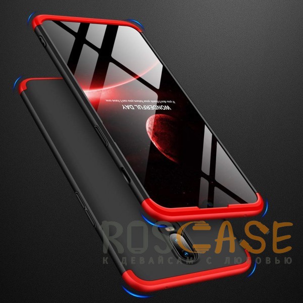 Фото Черный / Красный GKK LikGus 360° | Двухсторонний чехол для OnePlus 6T с защитными вставками