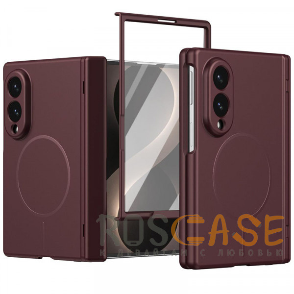 Фото Бордовый Чехол 3D с Magsafe и внешним стеклом для Samsung Galaxy Z Fold 8