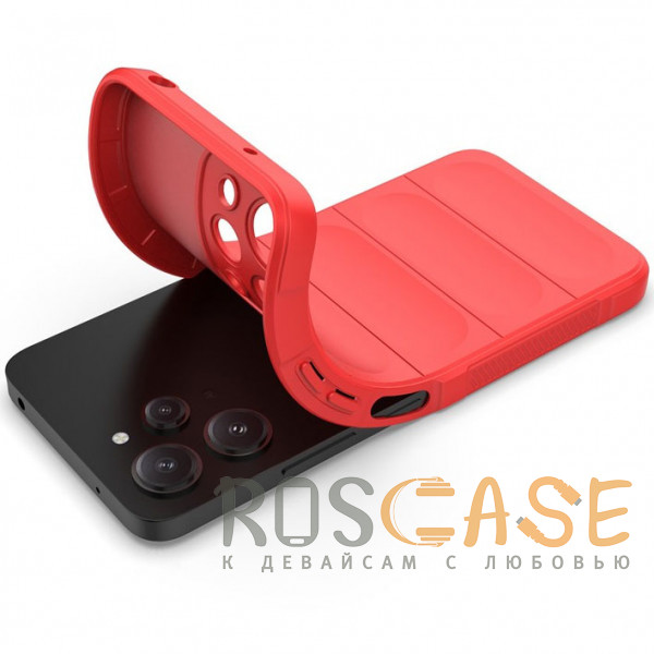 Фотография Красный Flex Silicone | Противоударный чехол для Xiaomi Redmi 12 / Note 12R 5G / Poco M6 Pro 5G с защитой камеры и микрофиброй