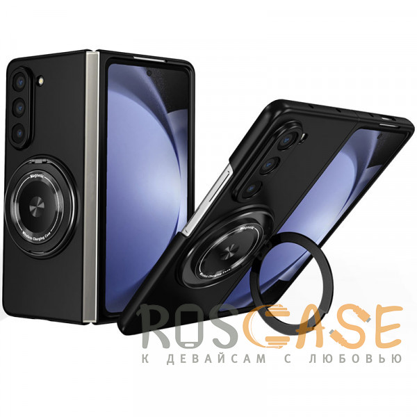 Фото Черный Matte Shield Ring | Тонкий пластиковый чехол с кольцом Magsafe для Samsung Galaxy Z Fold 6
