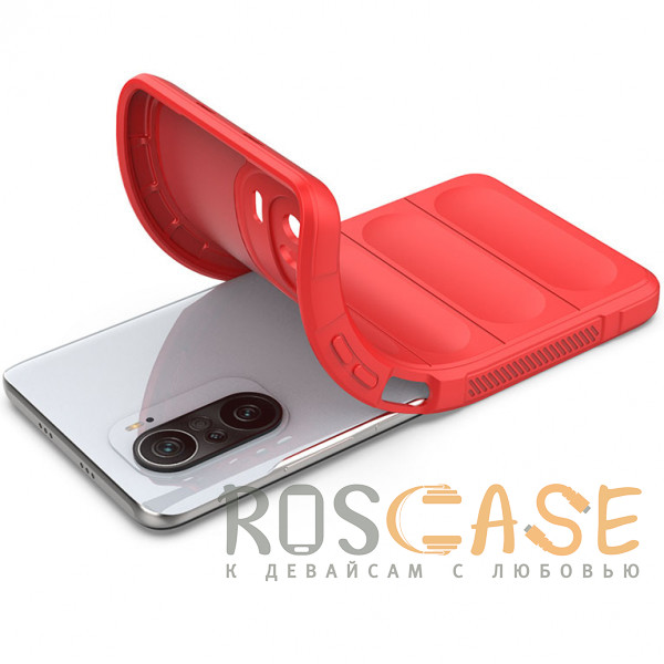 Фотография Красный Flex Silicone | Противоударный чехол для Xiaomi Poco F3 / Mi 11X (Pro) / Redmi K40 (Pro) с защитой камеры и микрофиброй