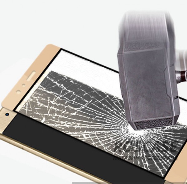 Фотография Золотой Защитное стекло с цветной рамкой на весь экран с олеофобным покрытием "анти-отпечатки" для Huawei P9