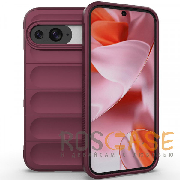 Фото Бордовый Flex Silicone | Противоударный чехол для Google Pixel 9 / 9 Pro с защитой камеры и микрофиброй