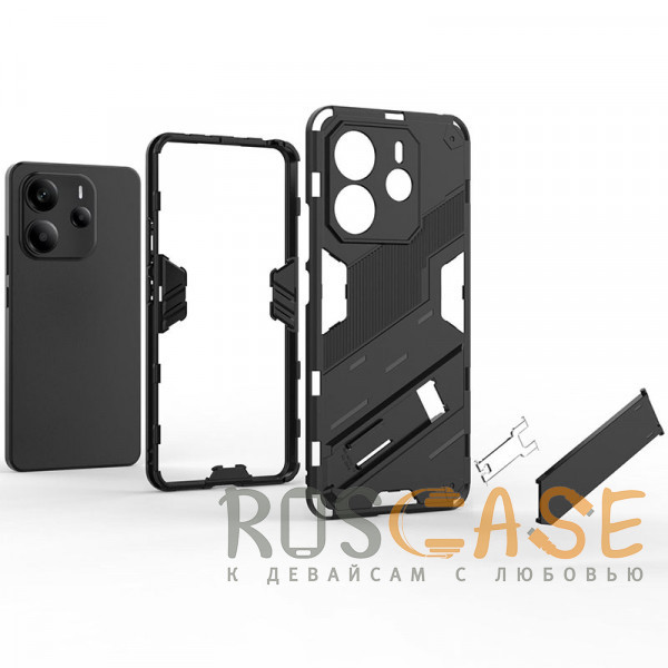 Фото Красный Megatron | Противоударный чехол-подставка для Xiaomi Redmi Note 14 4G с защитой камеры