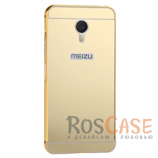 Фотография Золотой Металлический бампер для Meizu M3 Note с зеркальной вставкой