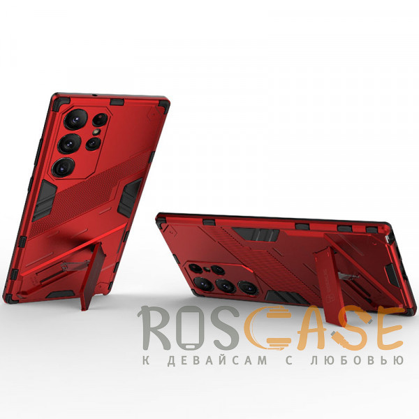 Фотография Красный Megatron | Противоударный чехол-подставка для Samsung Galaxy S23 Ultra с защитой камеры