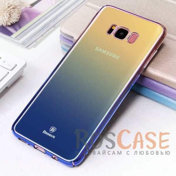Фотография Синий Блестящая прозрачная накладка Baseus Glaze Ultrathin из тонкого пластика с бензиновым отливом и градиентной расцветкой для Samsung G955 Galaxy S8 Plus
