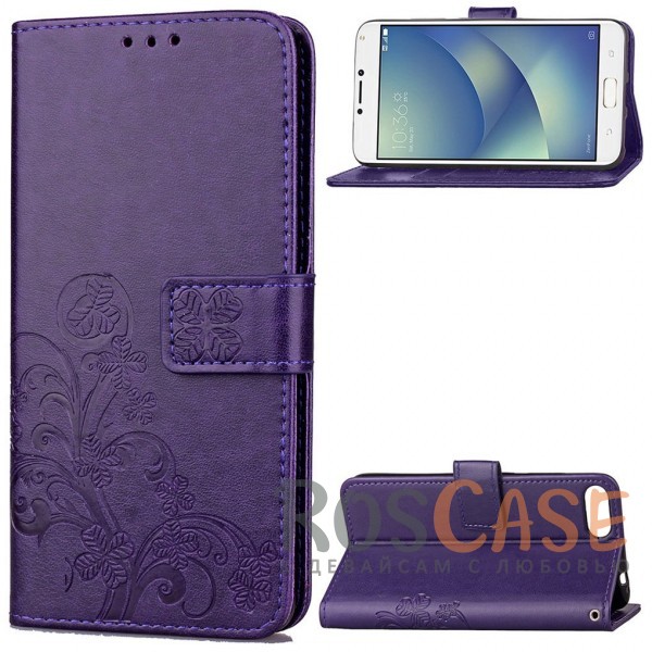 Фото Фиолетовый Чехол-книжка с узорами на магнитной застёжке для Asus Zenfone 4 Max (ZC554KL)