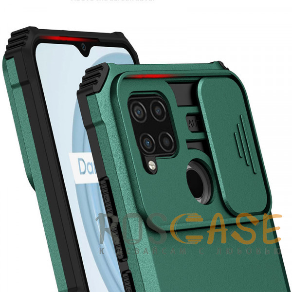 Изображение Зеленый CamShield Holder | Противоударный чехол-подставка для Realme C15 / C25 / C25s с защитой камеры