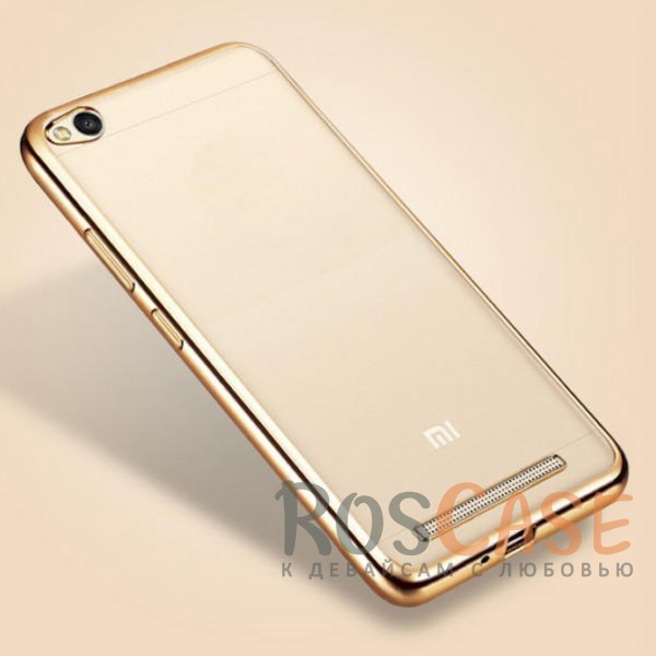 

Прозрачный силиконовый чехол для Xiaomi Redmi 4a с глянцевой окантовкой (Золотой)