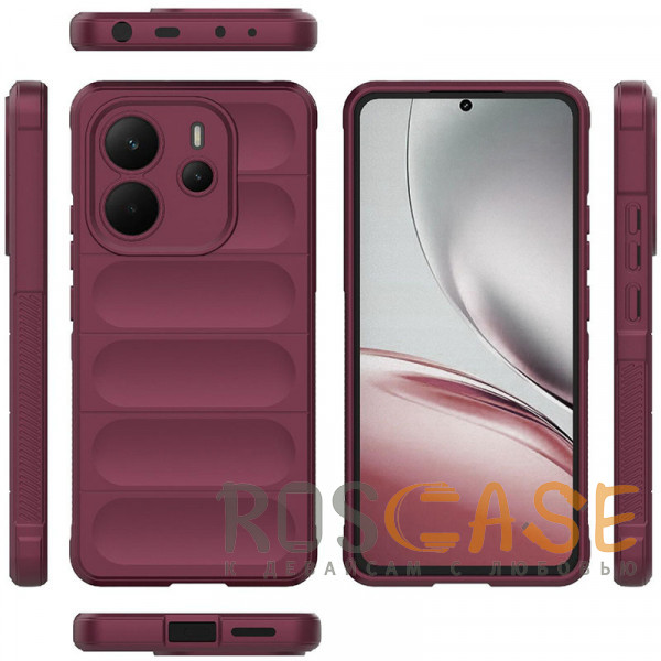 Фото Бордовый Flex Silicone | Противоударный чехол для Xiaomi Redmi Note 14 4G с защитой камеры и микрофиброй